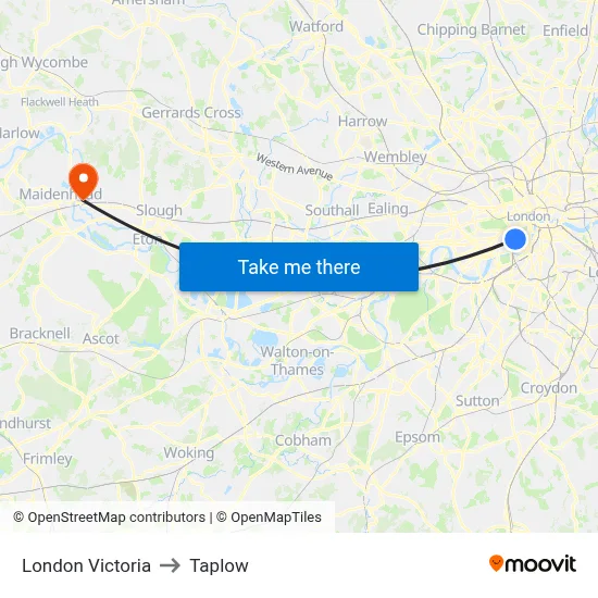 London Victoria to Taplow map