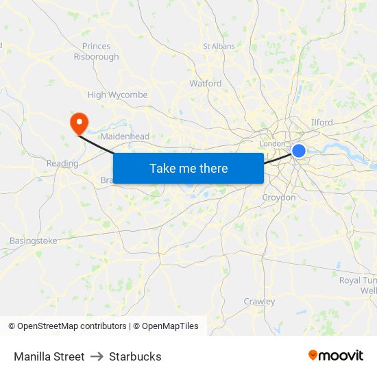 Manilla Street to Starbucks map
