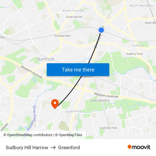 Sudbury Hill Harrow to Greenford map