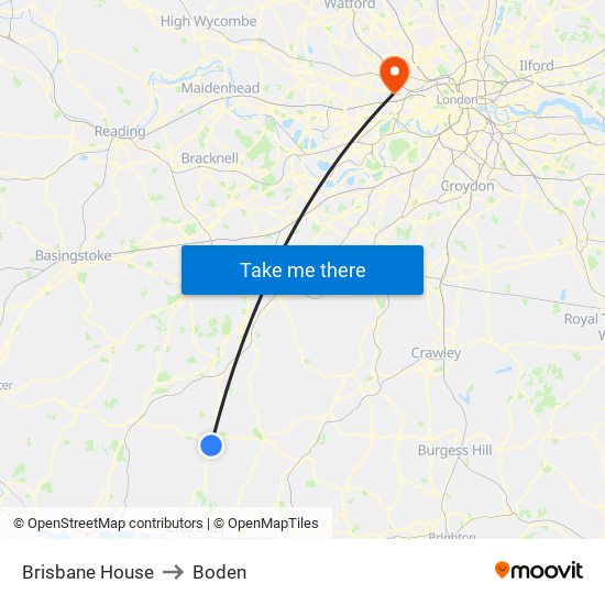 Brisbane House to Boden map