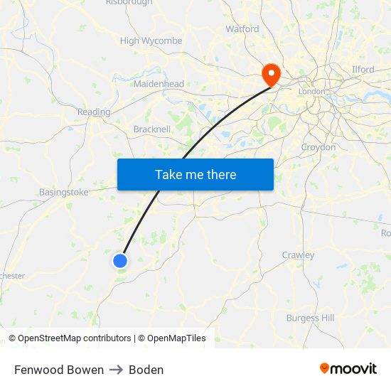 Fenwood Bowen to Boden map