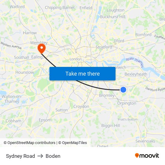 Sydney Road to Boden map