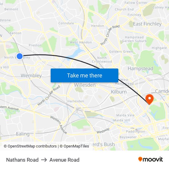 Nathans Road to Avenue Road map