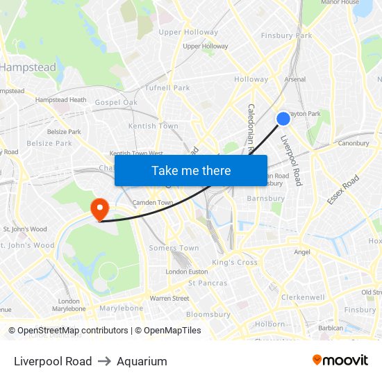 Liverpool Road to Aquarium map