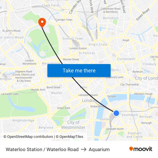 Waterloo Station / Waterloo Road to Aquarium map