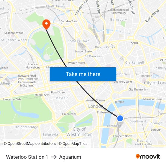 Waterloo Station 1, Waterloo to Aquarium map