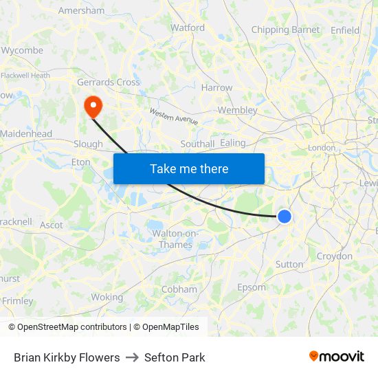 Brian Kirkby Flowers to Sefton Park map