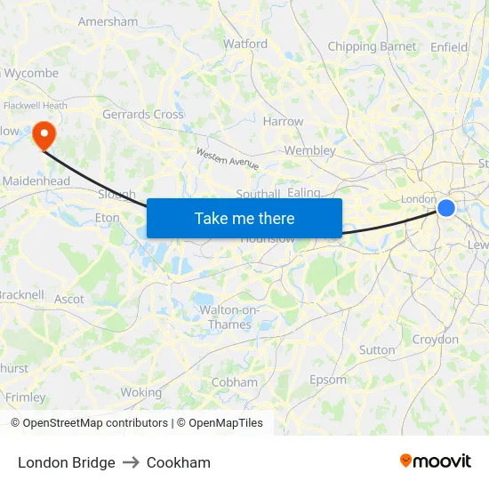 London Bridge to Cookham map