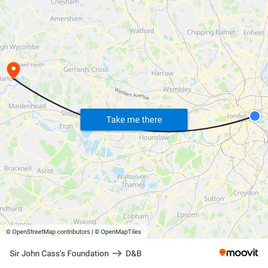 Sir John Cass's Foundation to D&B map