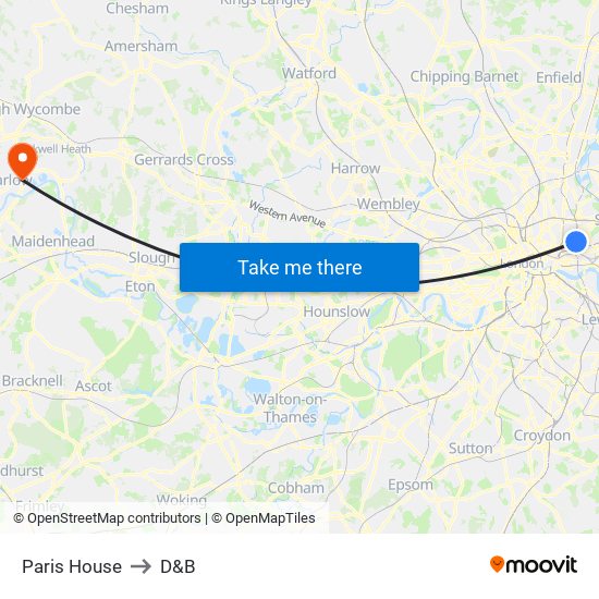Paris House to D&B map