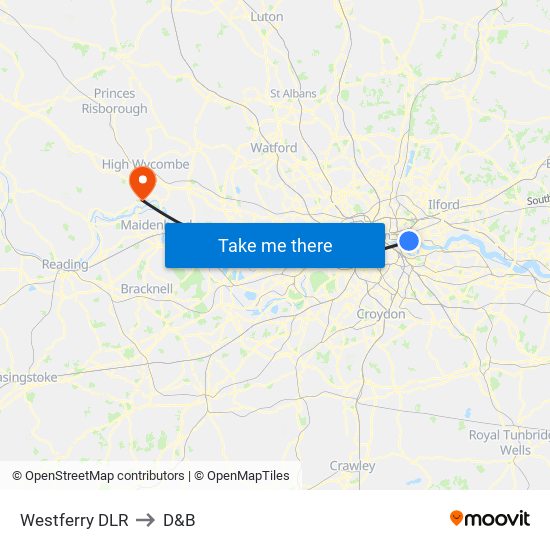 Westferry Dlr to D&B map