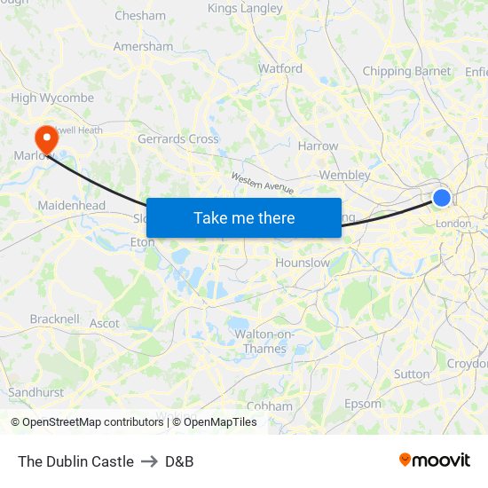 The Dublin Castle to D&B map