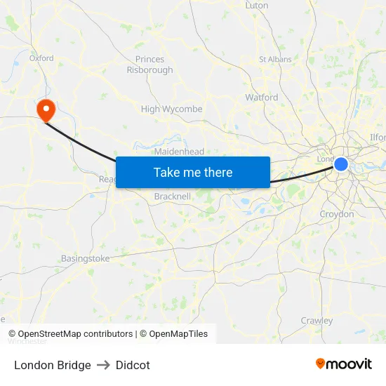 London Bridge to Didcot map