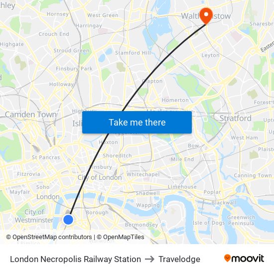 London Necropolis Railway Station to Travelodge map