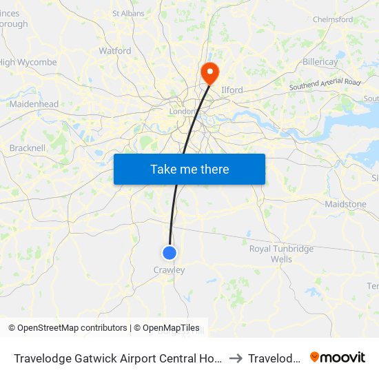 Directions To The Travelodge Travelodge Gatwick Airport Central Hotel, Crawley To Travelodge,  Walthamstow With Public Transportation