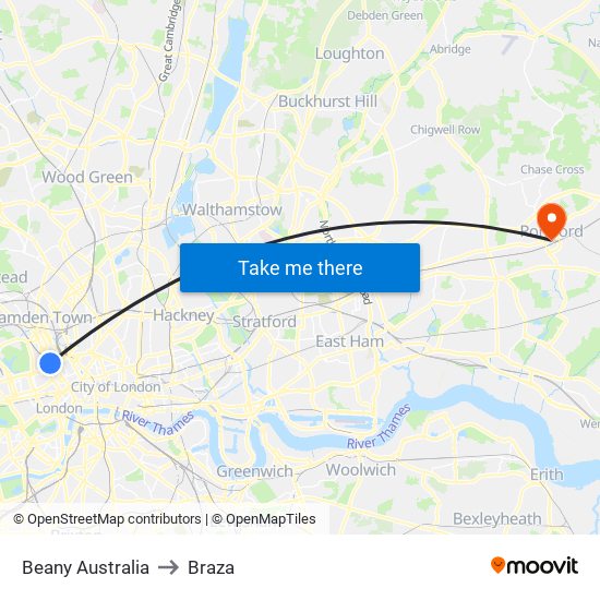 Beany Australia to Braza map