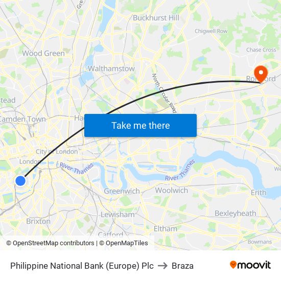 Philippine National Bank (Europe) Plc to Braza map
