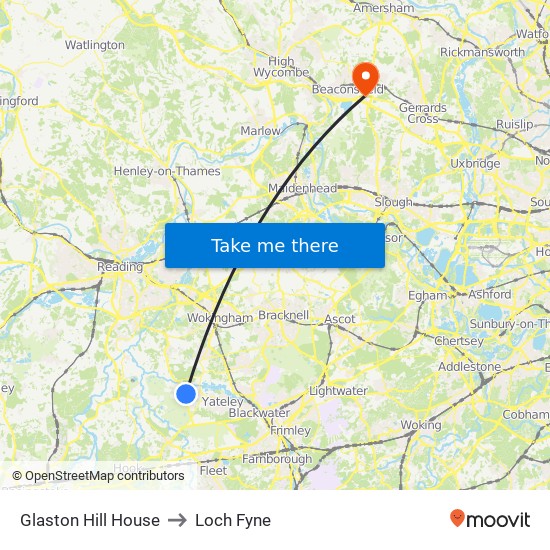 Glaston Hill House to Loch Fyne map