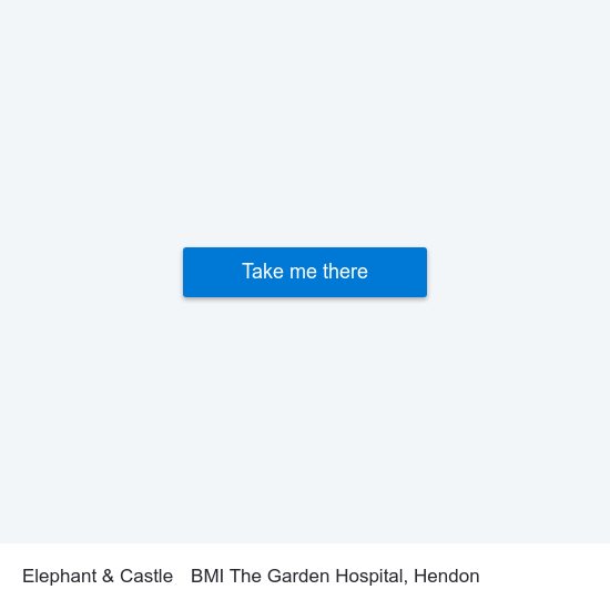 Elephant & Castle to BMI The Garden Hospital, Hendon map