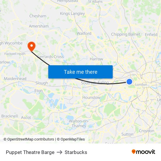 Puppet Theatre Barge to Starbucks map