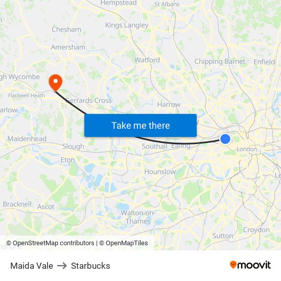 Maida Vale to Starbucks map