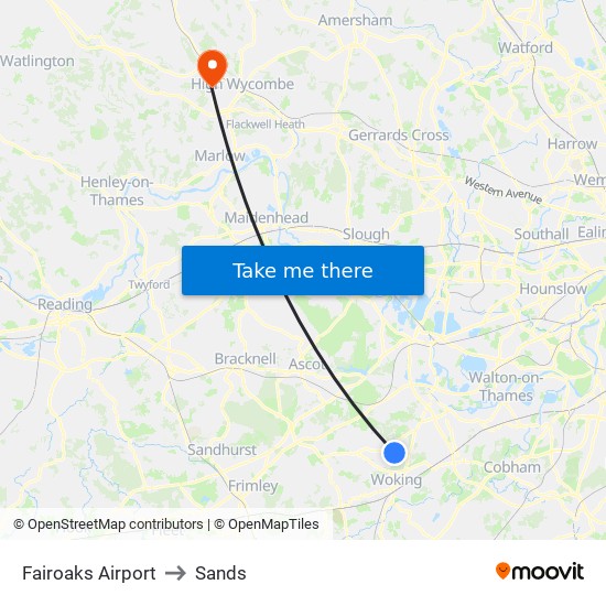 Fairoaks Airport to Sands map