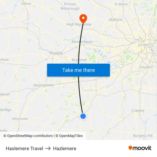 Haslemere Travel to Hazlemere map