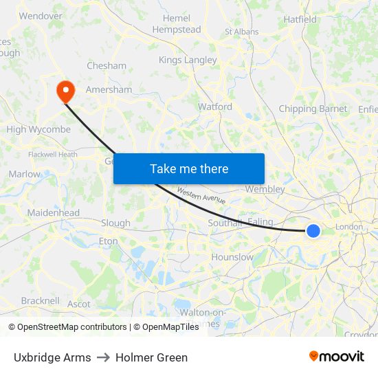 Uxbridge Arms to Holmer Green map