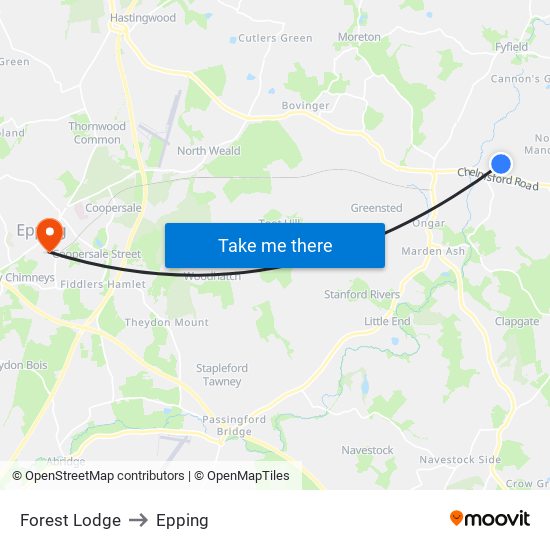 Forest Lodge to Epping map