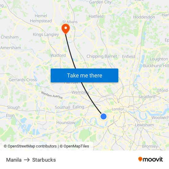 Manila to Starbucks map
