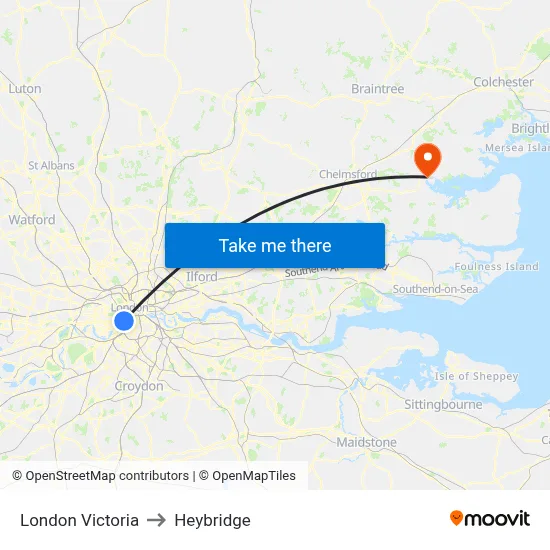 London Victoria to Heybridge map