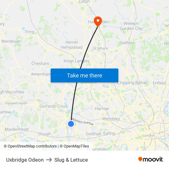Uxbridge Odeon to Slug & Lettuce map