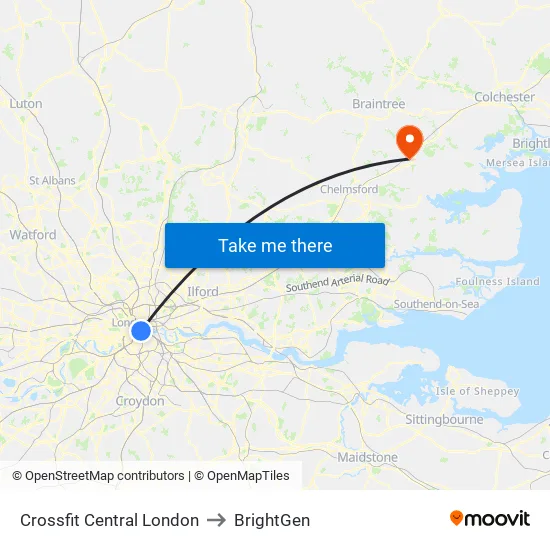 Crossfit Central London to BrightGen map