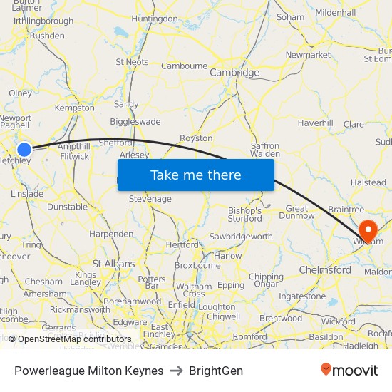 Powerleague Milton Keynes to BrightGen map