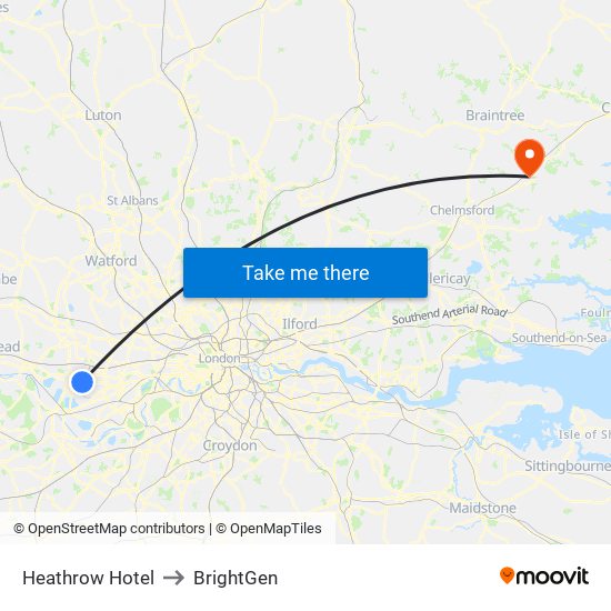 Heathrow Hotel to BrightGen map