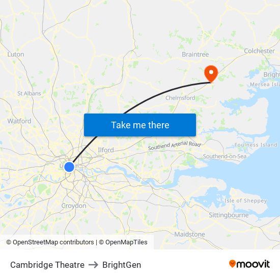 Cambridge Theatre to BrightGen map