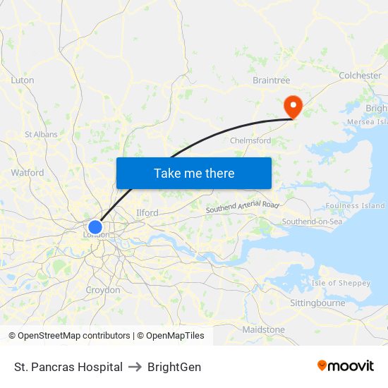 St. Pancras Hospital to BrightGen map