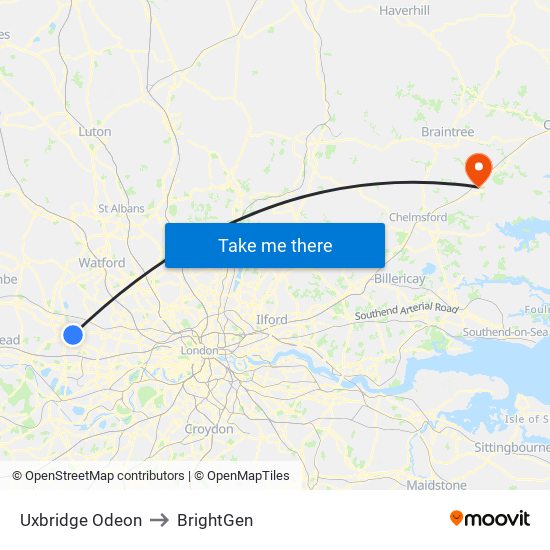 Uxbridge Odeon to BrightGen map