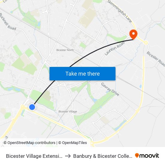 Bicester Village Extension to Banbury & Bicester College map