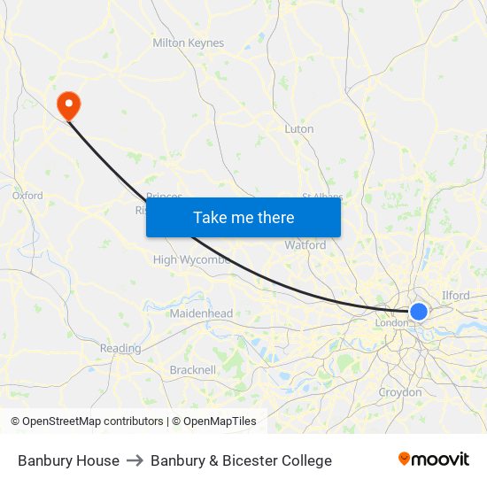 Banbury House to Banbury & Bicester College map