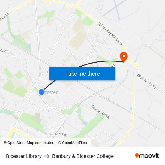 Bicester Library to Banbury & Bicester College map