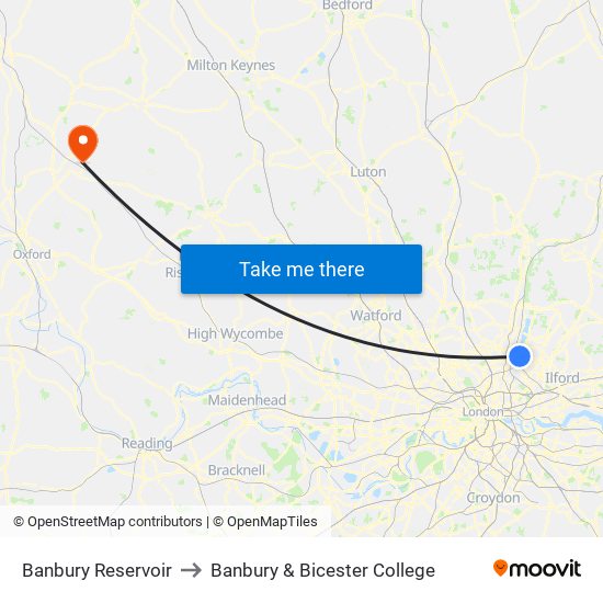 Banbury Reservoir to Banbury & Bicester College map