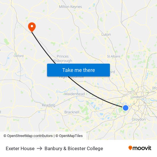 Exeter House to Banbury & Bicester College map