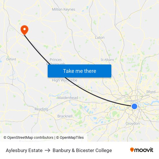 Aylesbury Estate to Banbury & Bicester College map