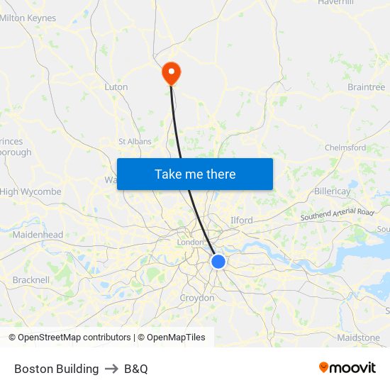 Boston Building to B&Q map