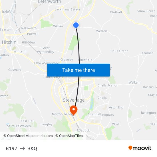 B197 to B&Q map