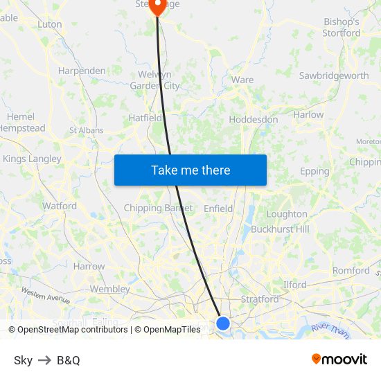 Sky Uk to B&Q map