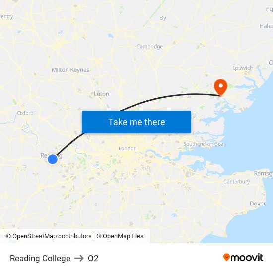 Reading College to O2 map