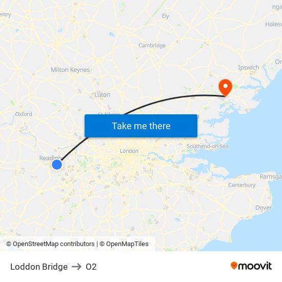 Loddon Bridge to O2 map