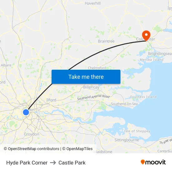 Hyde Park Corner to Castle Park map